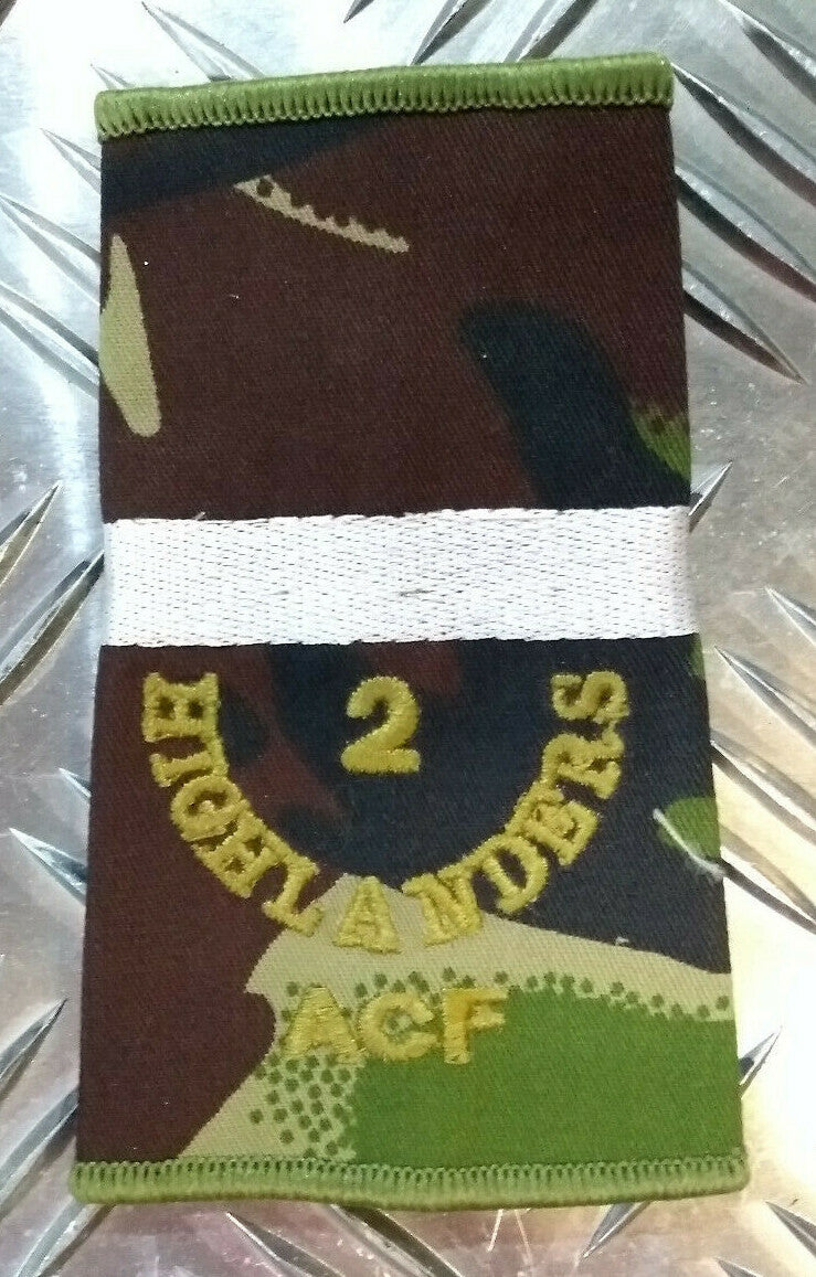 Woodland DPM Camo 2nd Highlanders ACF Rank Slides Assorted - NEW