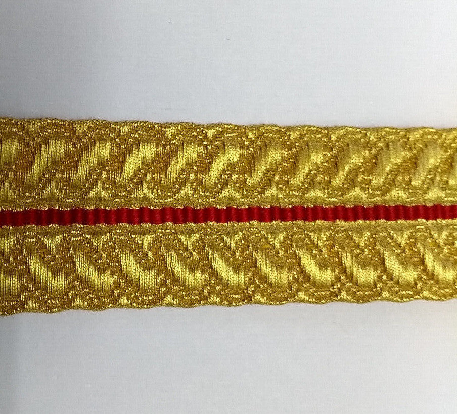 Gold Red Cotton Metalised Polyester Lace Genuine British Made Issue