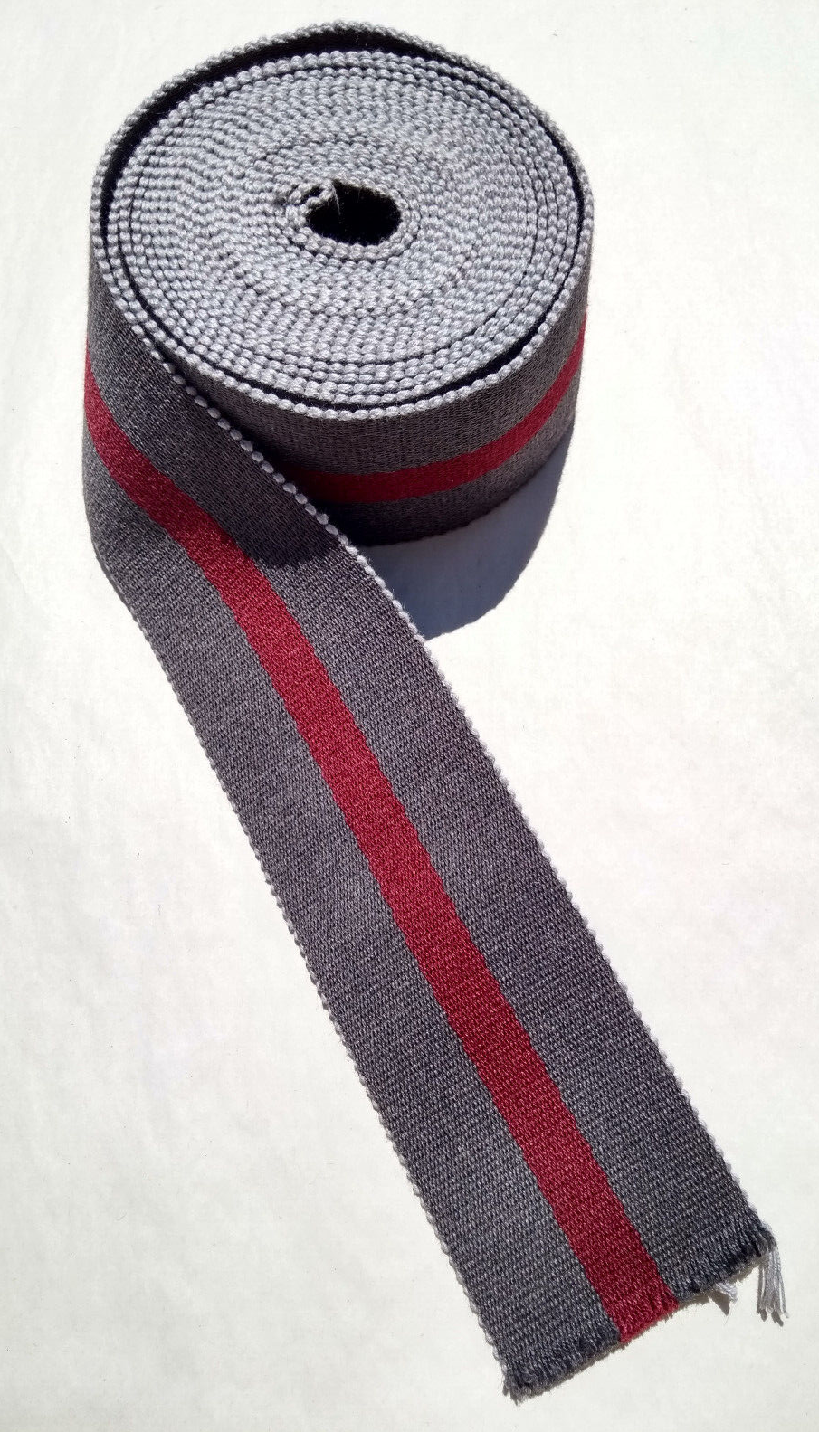 Mid Grey & Maroon 64mm Stable Belt Material Genuine British Made / Sold by 50cm