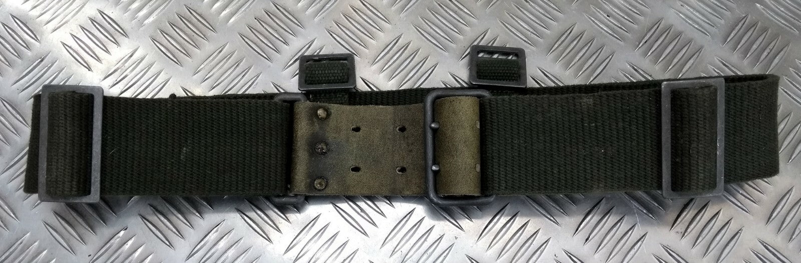 WWII Type Webbing M39 M40 Belt Leather Canvas Genuine Vintage HKG1