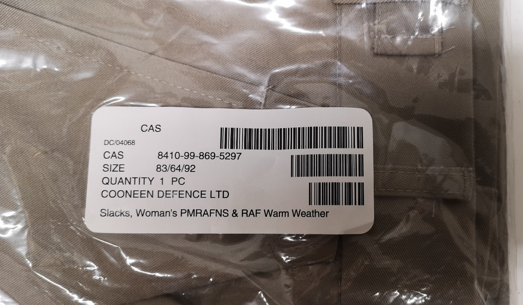 Royal Air Force PMRAFNS Stone Woman's Trousers / Slacks Warm Weather