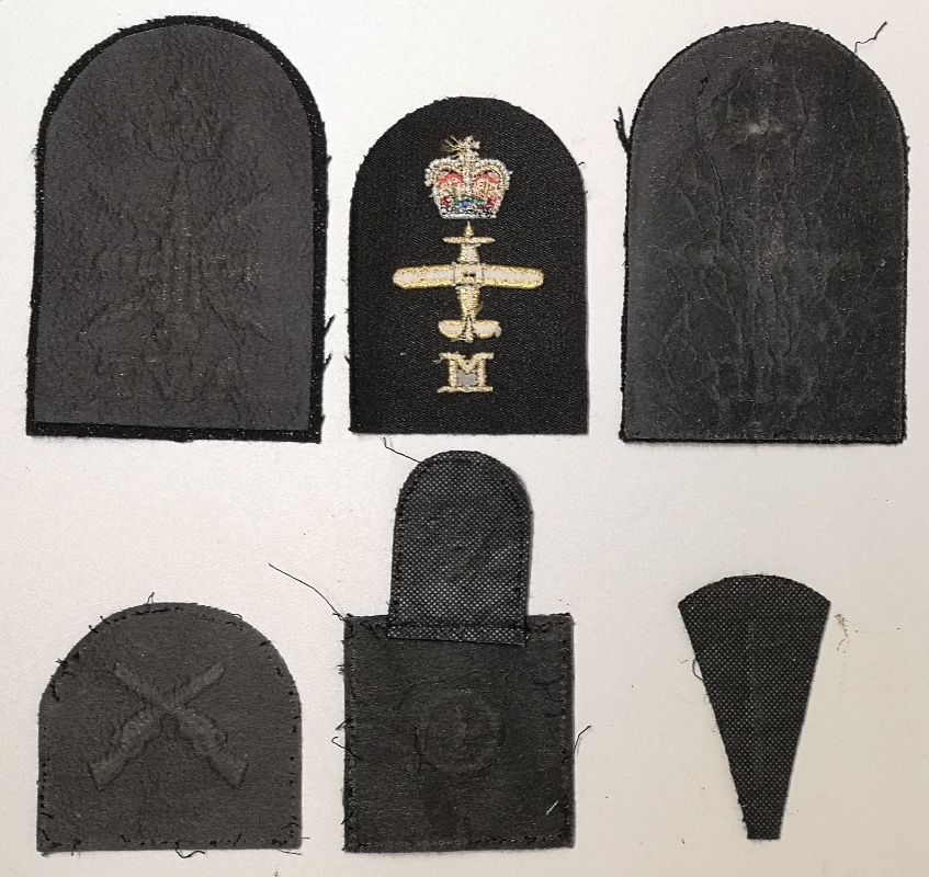 Royal Navy Qualification Cloth Patches Gold/Red on Black set of 7