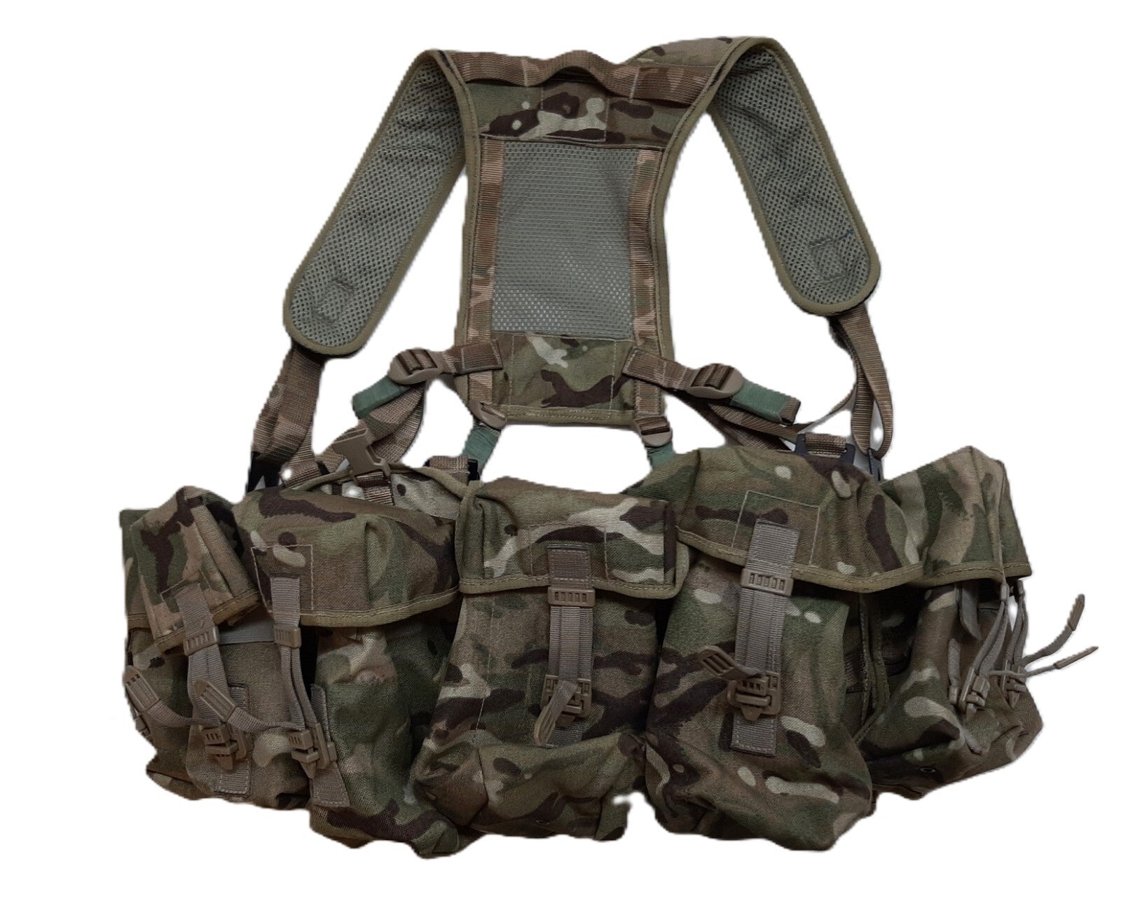 Airborne Army Webbing British Assault Camo Belt Yoke & Assorted Pouches (5)