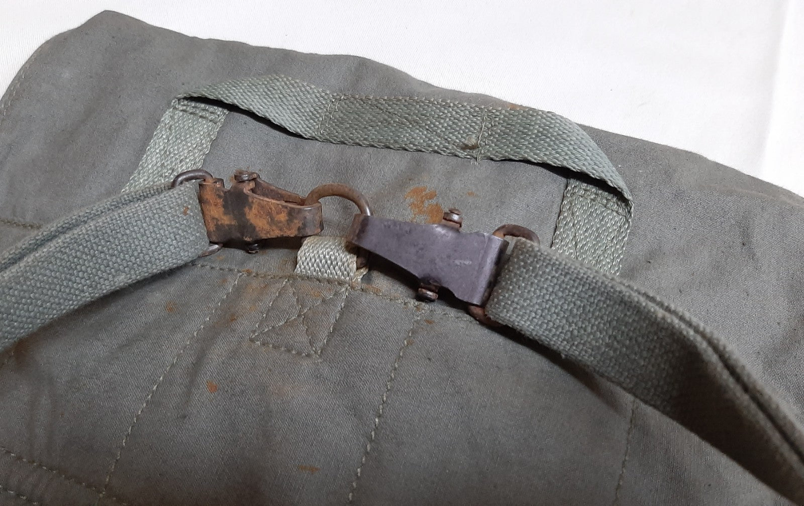 Vintage Military Bag Canvas Shoulder  or Mini Backpack Grey/Green G2 Distressed