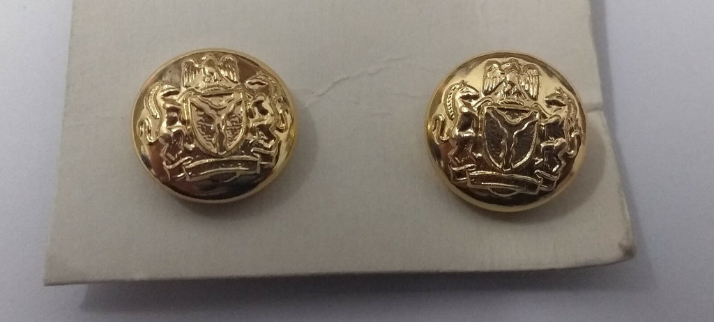 Nigerian Unity and Faith Gold Ring Buttons 13mm x10