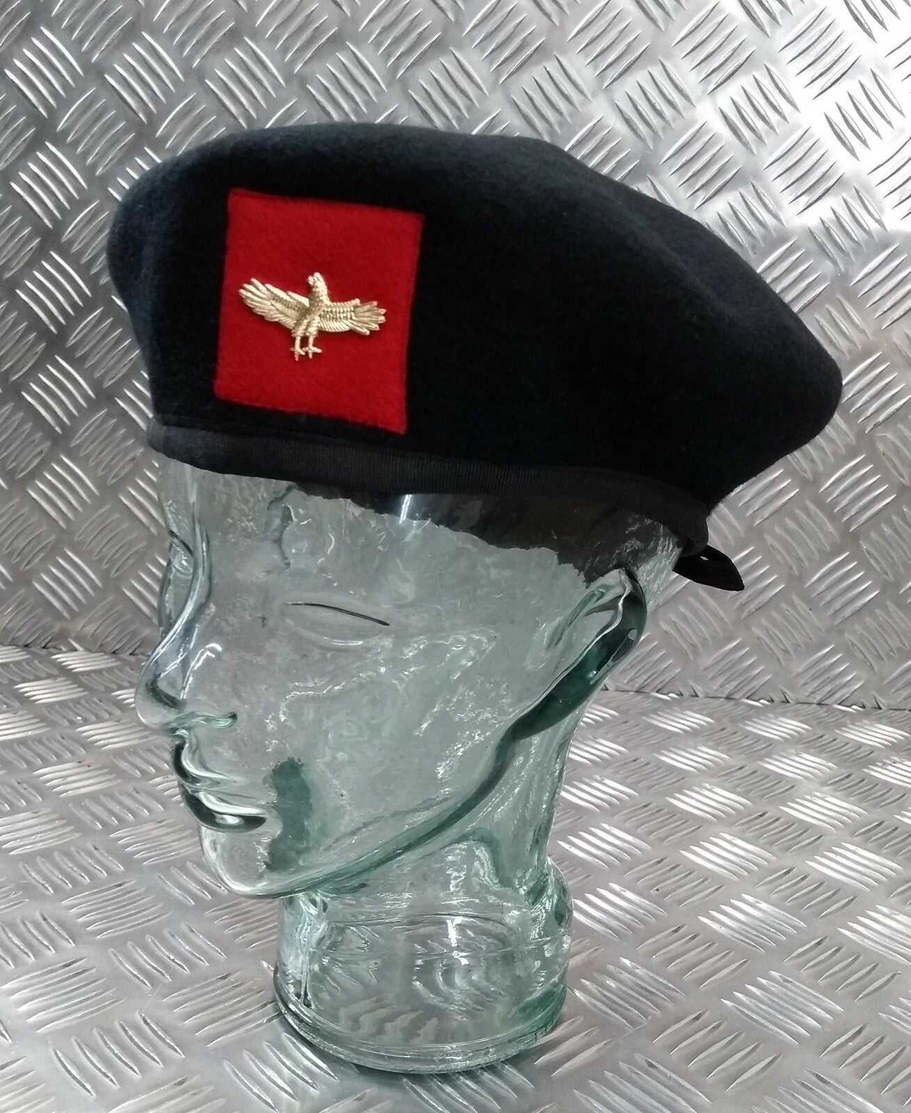 Wool Beret H&S Black With Eagle Badge Size 58cm NEW