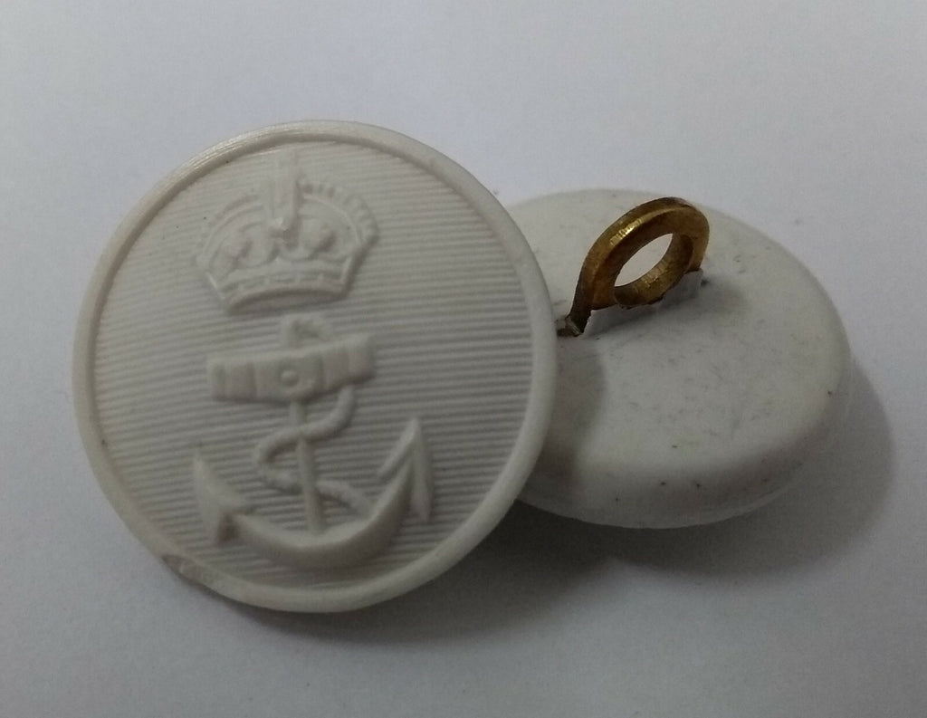 Genuine Vintage British Royal Navy RN White Kings Crown Naval Dress Buttons