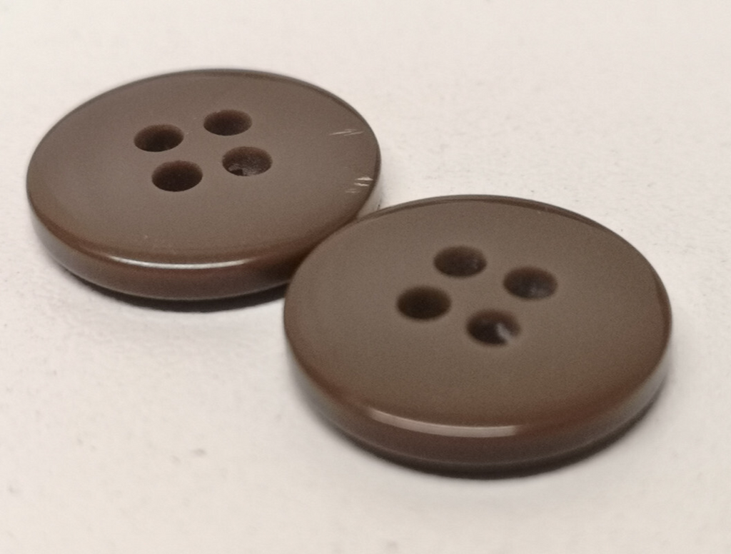 Brown 4 Hole Replacement Buttons for FAD / Barrack Trousers 24L 15.3mm Set of 8