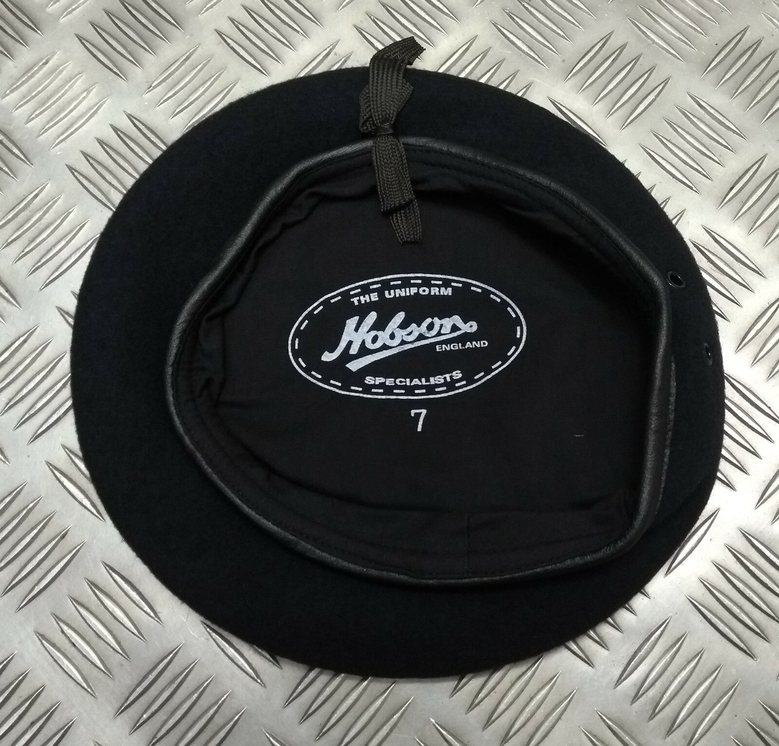 Hobson Beret Made In England Navy 100% With Wool Leather Rim Band 56cm