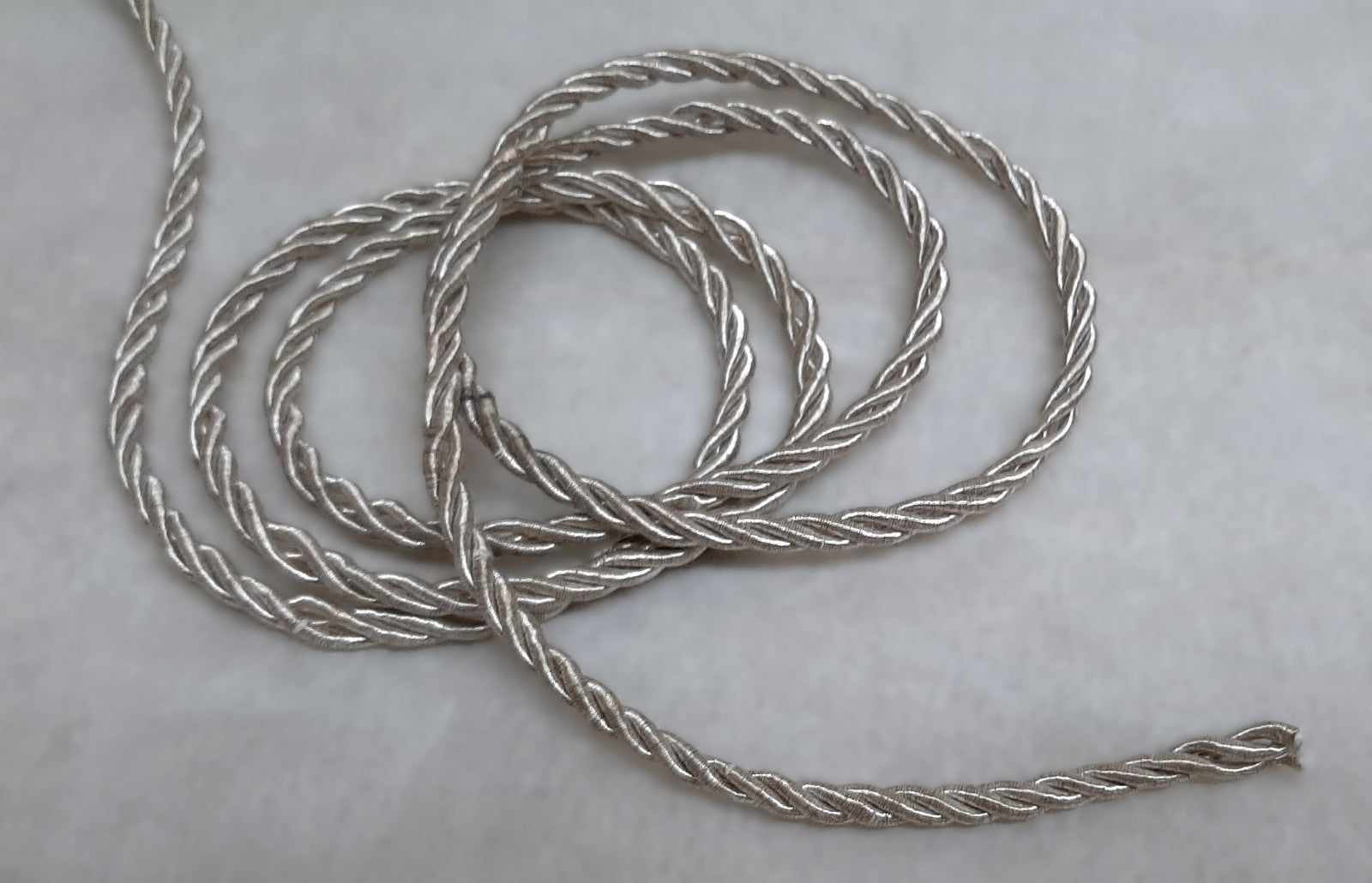 Silver Cord 3 Ply Metallic Rope For Shoulder Boards Collar Tabs or Gorgets 2.5mm