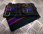 Genuine British Green With Red/Blue Stripes Double Buckles Stable Belt