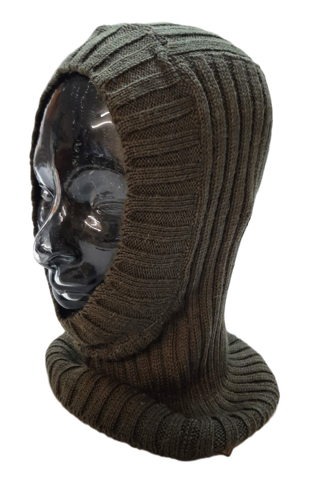 Army Commando Balaclava British Hood Cold Weather 100% Ribbed Wool Green Bala