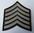 No2 Dress Chevron Arm Badge / Patch White 5 Bars On Khaki