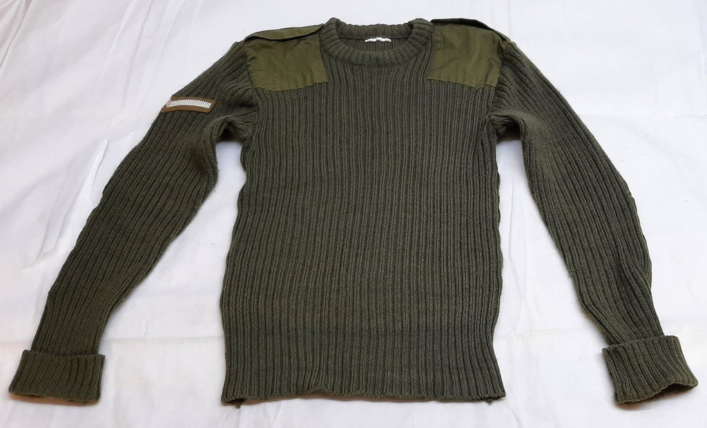Army Commando Jumper British Forces Ribbed Olive Green Pullover L CPL Insignia M