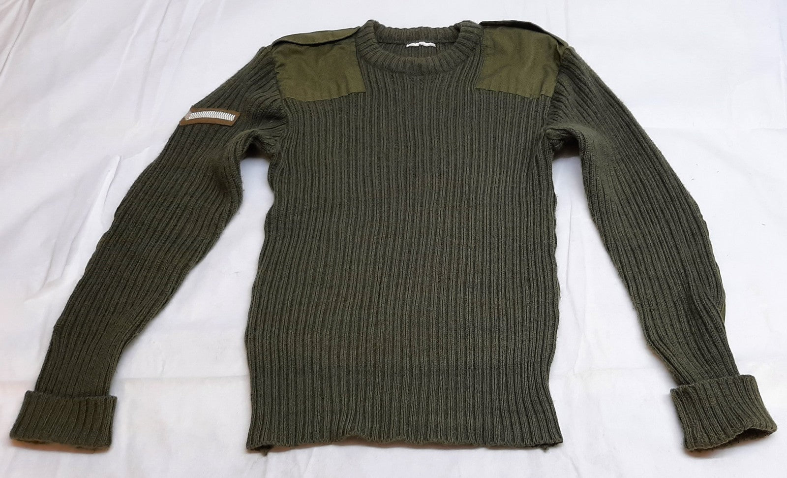 Army Commando Jumper British Forces Ribbed Olive Green Pullover L CPL Insignia M