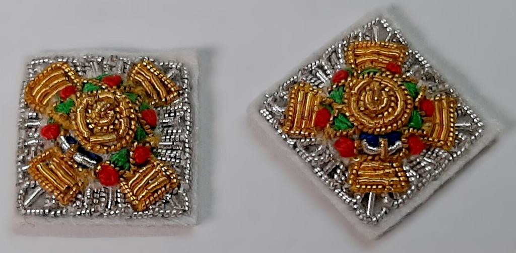 Shoulder Pips 5/8" Silver Hand Embroidered H/E Bath Stars 1 Pair