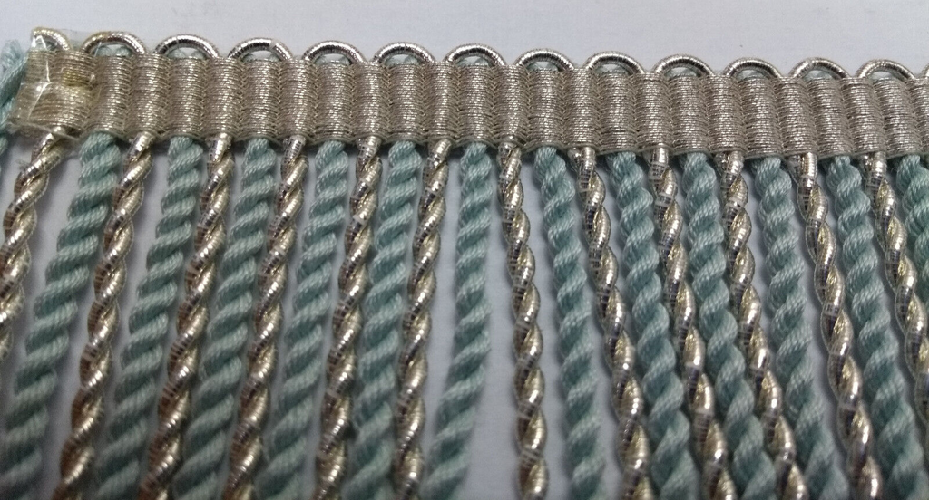 Silver & Light Blue Mylar Thread Fringe 45mm Drop / Epaulette Fringe