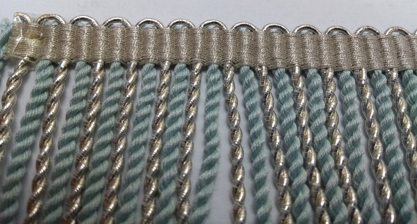 Silver & Light Blue Mylar Thread Fringe 45mm Drop / Epaulette Fringe