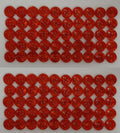 Buttons 100 Vintage 4 Hole Shirt / Shank Anchors Pearlesque Red 9.8mm NOS