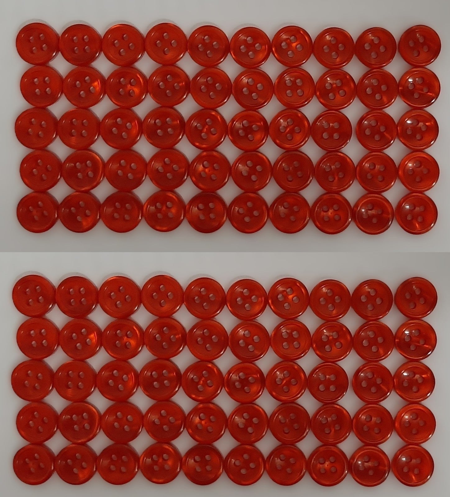 Buttons 100 Vintage 4 Hole Shirt / Shank Anchors Pearlesque Red 9.8mm NOS