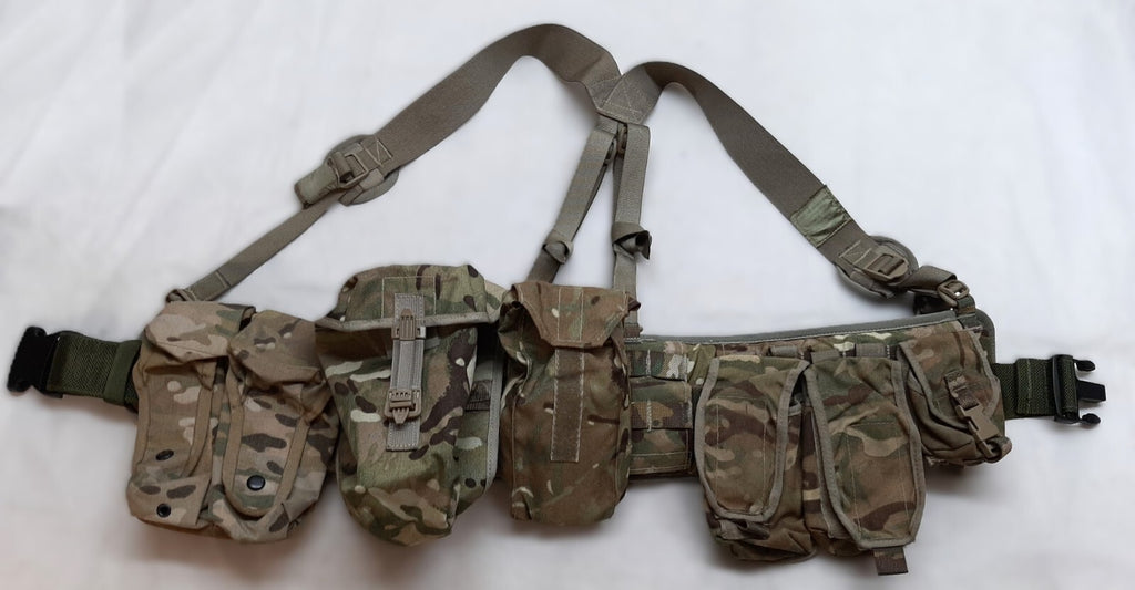 Airborne Army Webbing British MTP Camo Assault Belt Yoke & Assorted Pouches (6)