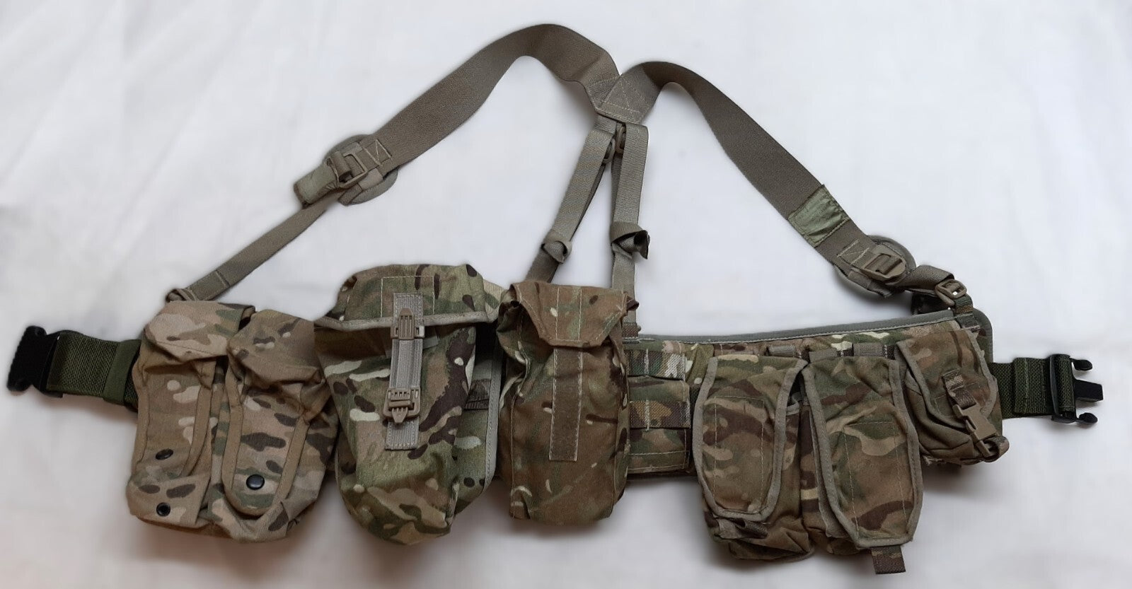 Airborne Army Webbing British MTP Camo Assault Belt Yoke & Assorted Pouches (6)