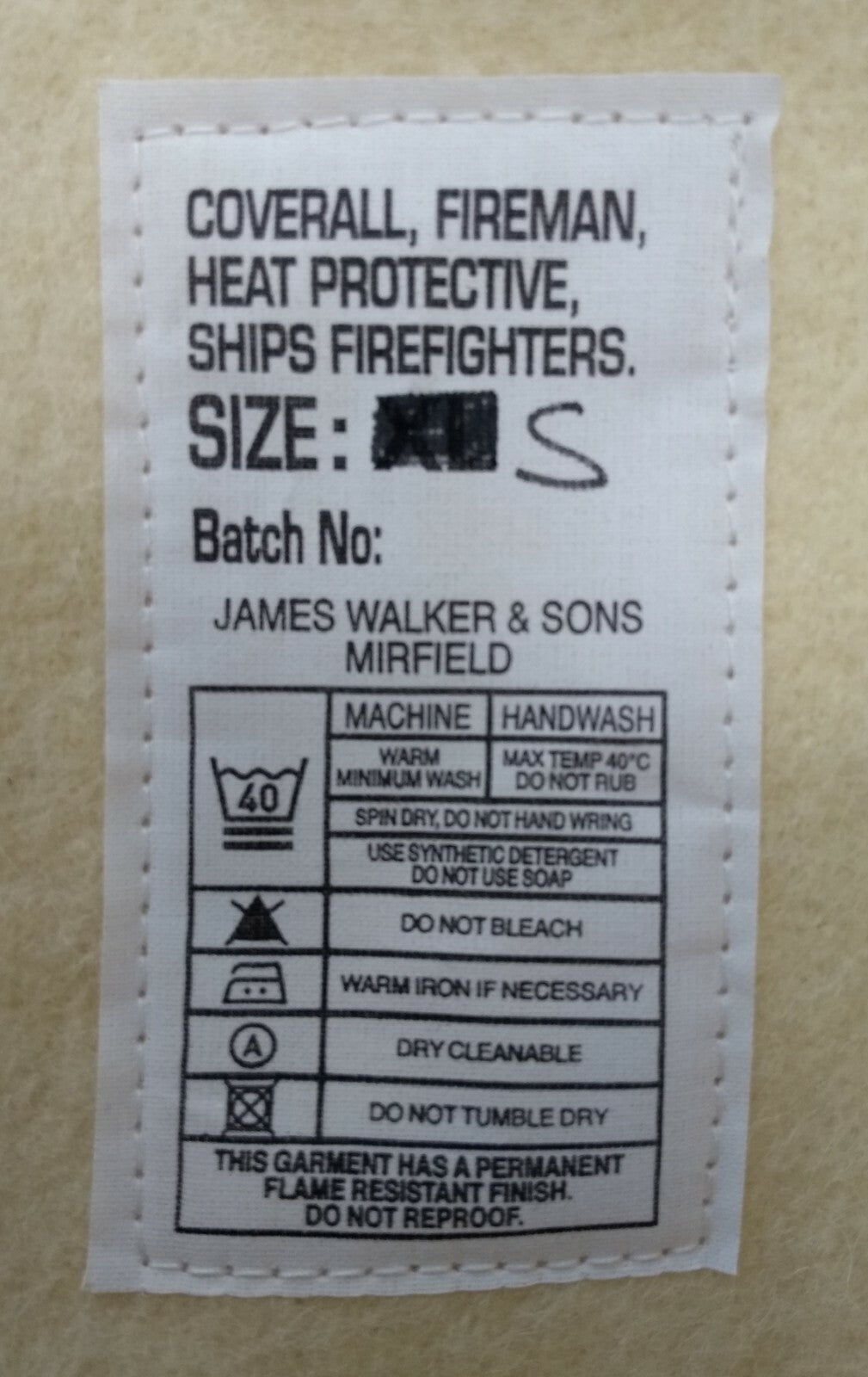 Ships Firefighters Heat Protective Fearnought Coverall British Navy Issue Medium