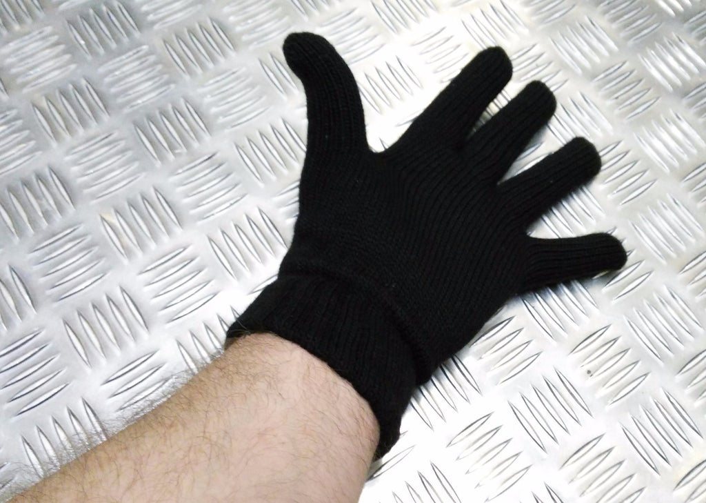 Made In The UK Quality Acrylic Black Gloves With Knitted cuffs - Brand New
