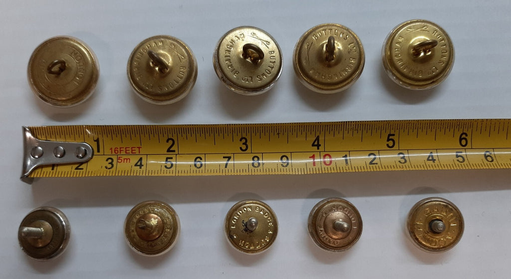 Assorted British Army Regimental Insignia Buttons Medium and Large Sizes X10