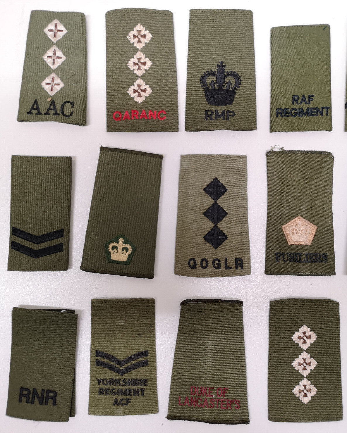 Olive Drab Green Rank Slides Various Ranks Regiments Services - Used