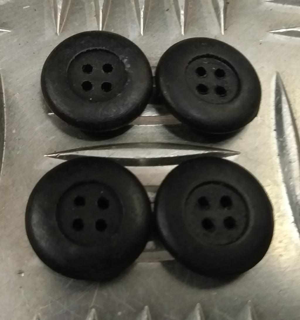 Genuine Vintage Issue 4 Hole Rubber Protective Buttons Black X4 19mm