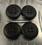Genuine Vintage Issue 4 Hole Rubber Protective Buttons Black X4 19mm