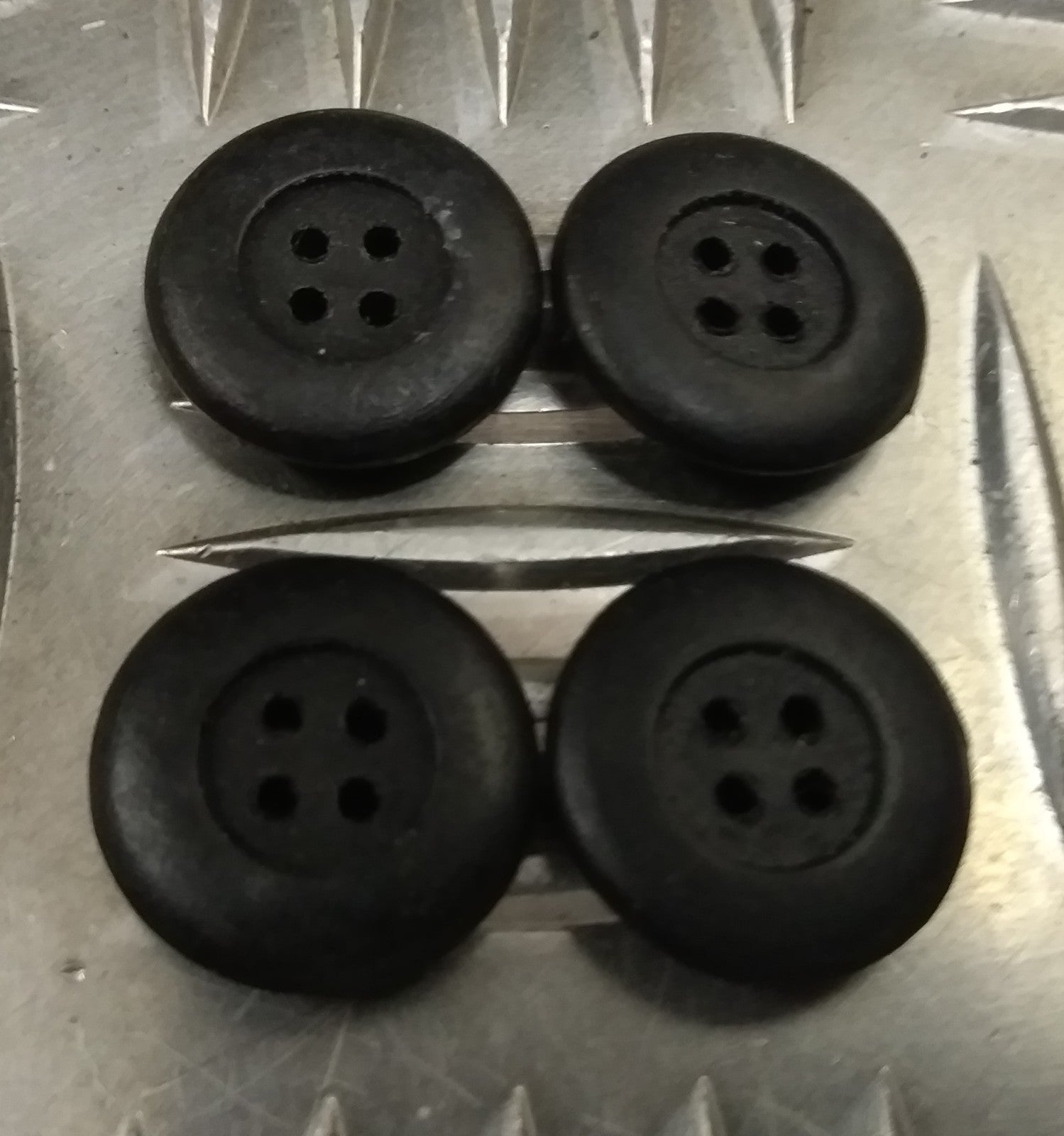 Genuine Vintage Issue 4 Hole Rubber Protective Buttons Black X4 19mm