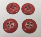 Genuine Vintage Issue 4 Hole Plastic Buttons Red 27L 16.5mm
