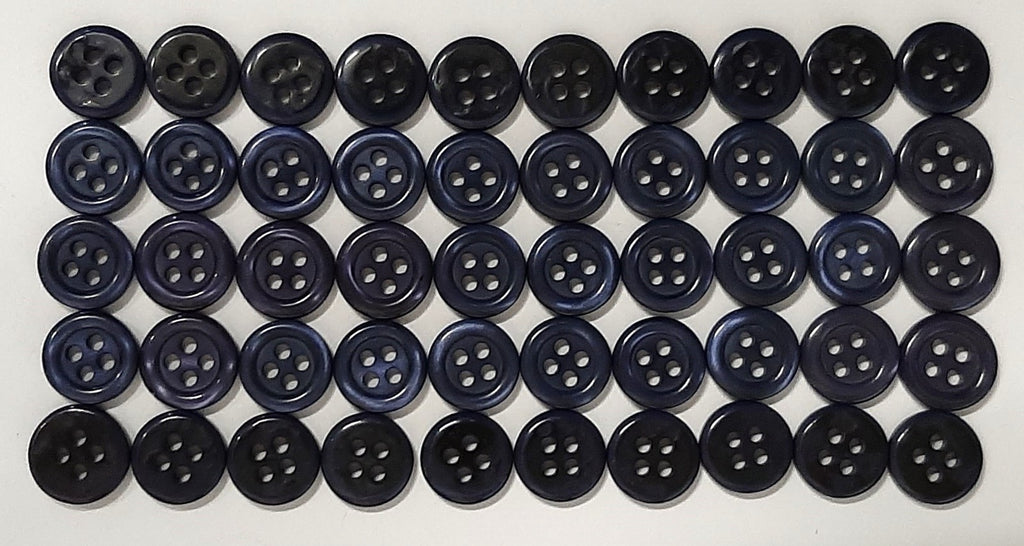100 Vintage Buttons 4 Hole Shirt / Shank Anchors Pearlesque Petrol Blue 11.4mm