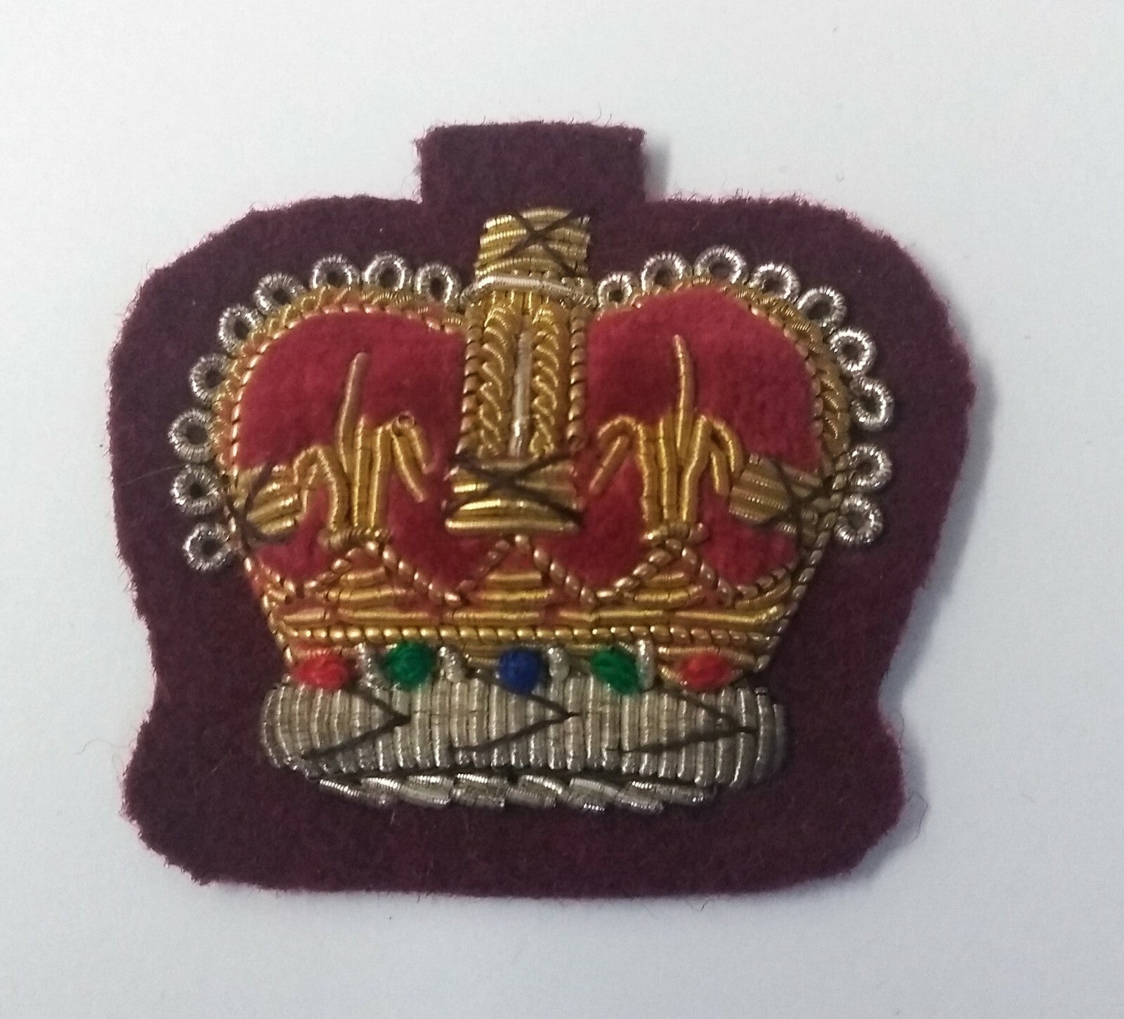 Genuine Vintage British Braided Decorative Crown on Maroon Felt