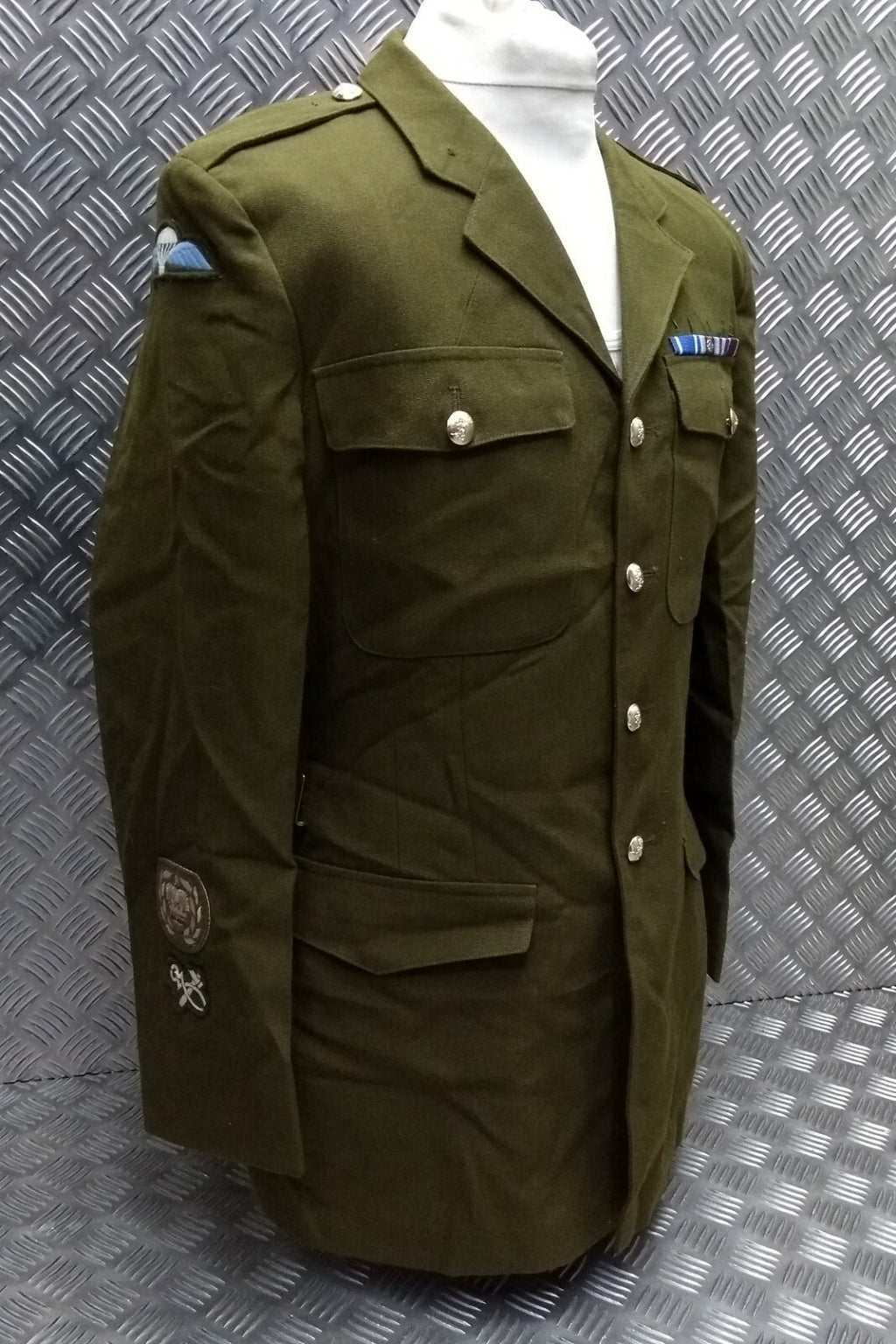 British Army No2 REME Regiment Dress Jacket Fully Buttoned With Insignia Patches
