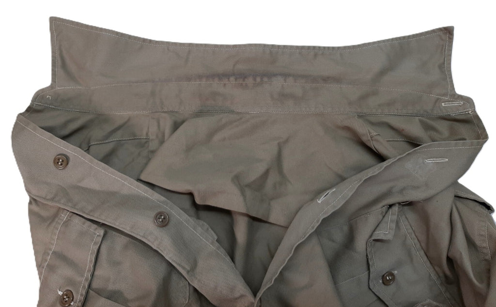 Vintage Shirt Old Pattern Khaki / Brown Long Sleeve No badges Collar size 39cm