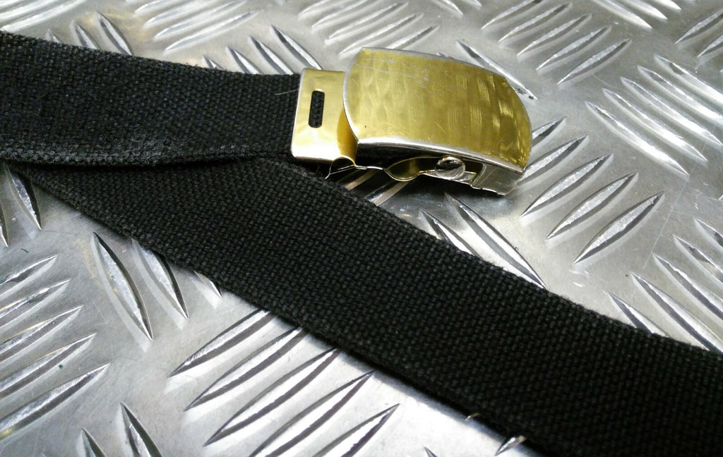 Genuine British Black RN Trousers Belt 1¼" Roll Buckle Royal Navy Grade 2