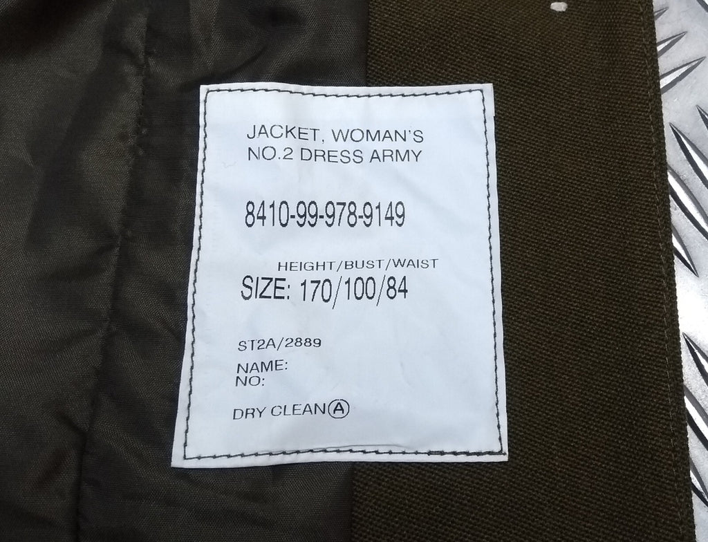 British Army No2 Dress Jacket Woman's Old Pattern Chest 100cm Green Colour