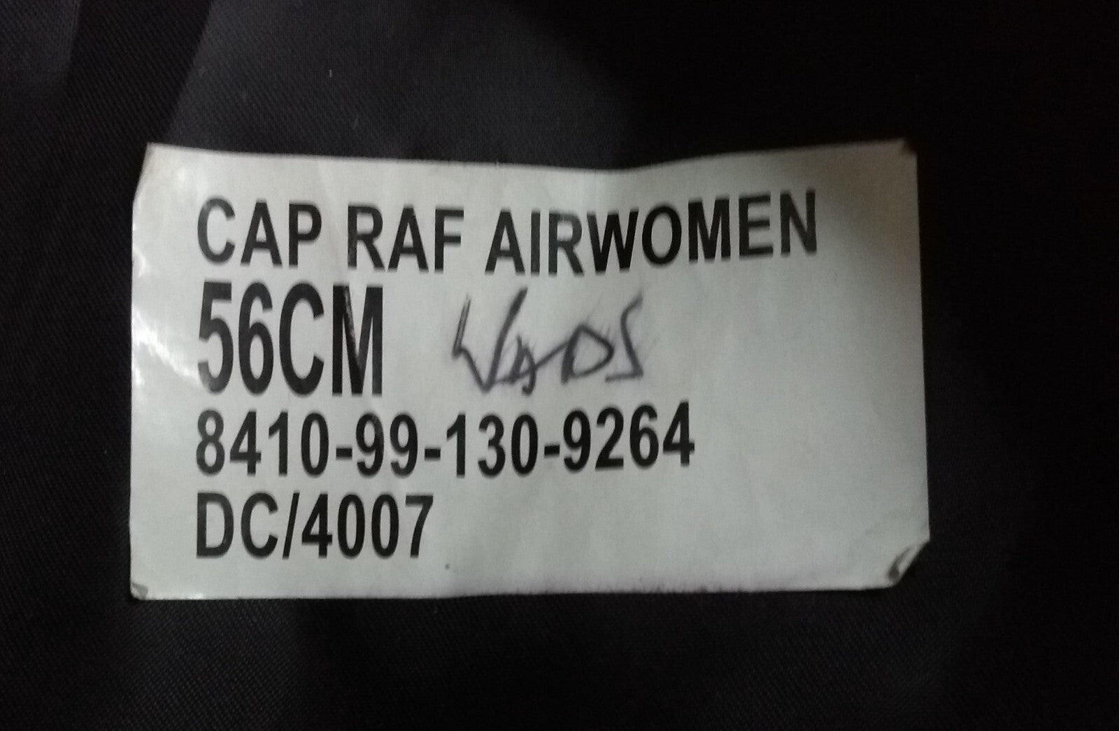 Tricorn Hat RAF Royal Air Force Blue Grey Colour Womans with White Top and Badge Size 56cm
