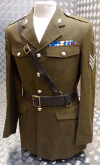 Vintage Brown Leather Sam Browne Belt Missing D Clip