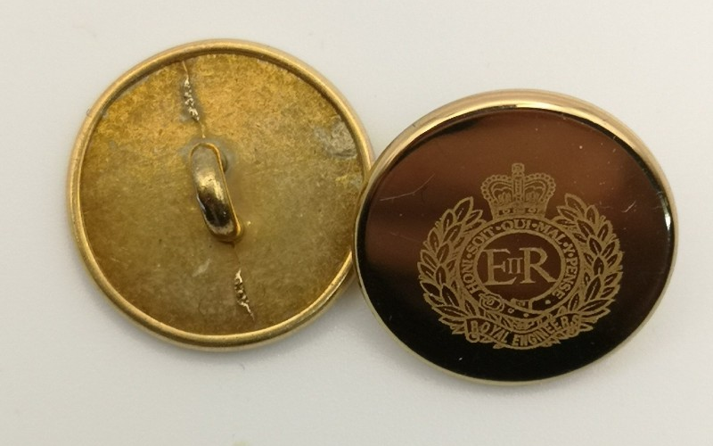 Blazer Buttons with Royal Engineers Insignia Flat 22L Gold Coloured x8