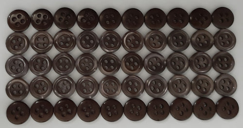 50 Vintage Buttons 4 Hole Shirt / Shank Anchors Pearlesque Brown 10.9mm NOS