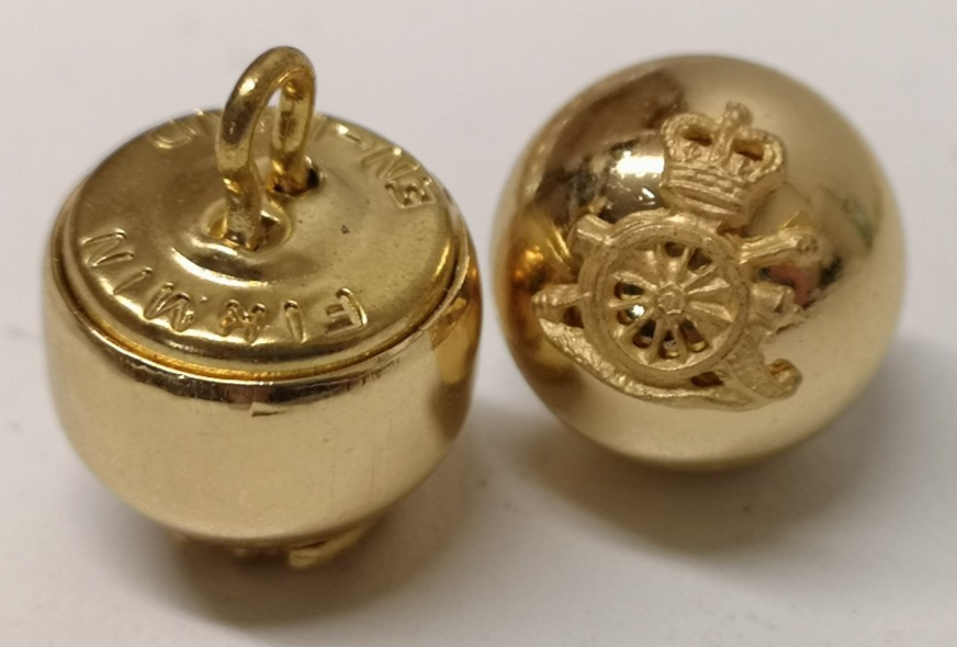 Royal Horse Artillery RHA Full Ball Mounted Gold Coloured Ceremonial Buttons 27L