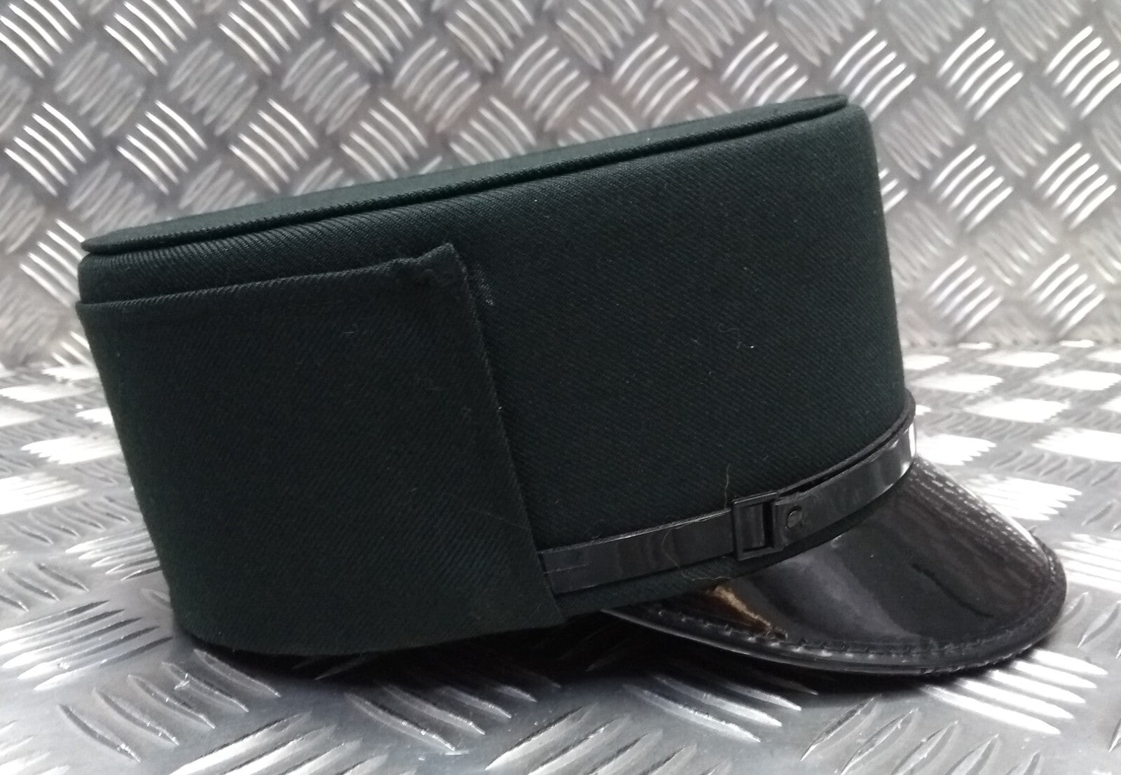 Female Dress Hat Bottle Green Woman's Uniform Visor Peak Cap With Chinstrap
