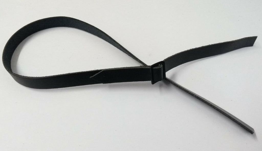 Pillbox Hat Strap Matt Black 10mm Adjustable Pill Box Type Leather Chin Strap