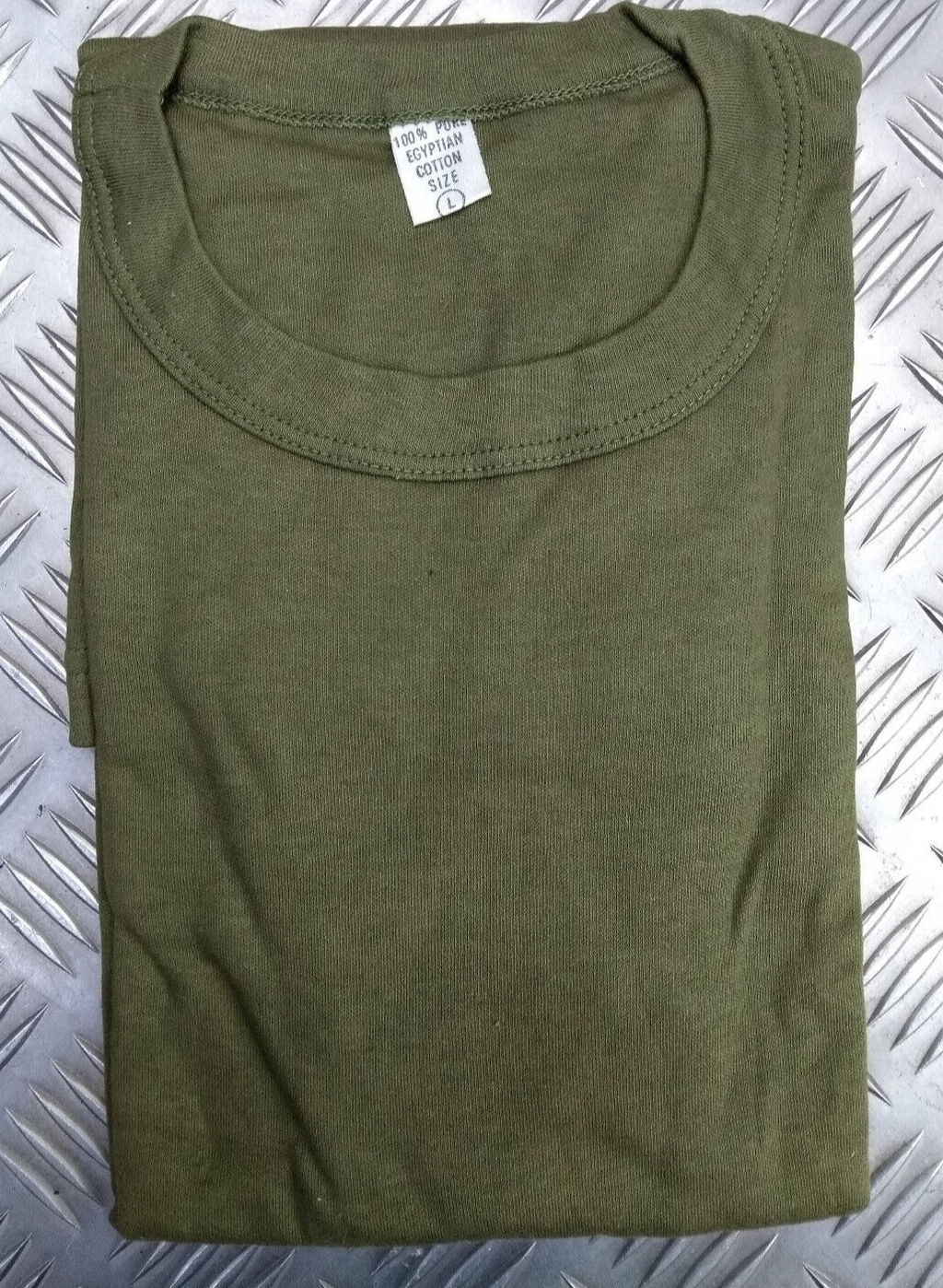 Short Sleeve Green 100% Cotton T-Shirt, Size Large