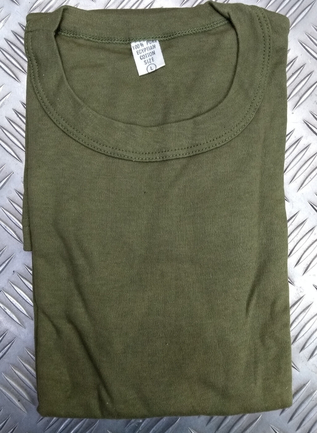 Short Sleeve Green 100% Cotton T-Shirt, Size Large