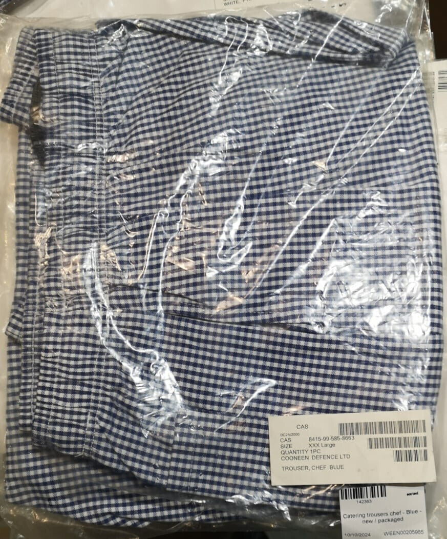 Chefs Trousers British Army Unisex Blue/White Chequered Size XXXL - NEW